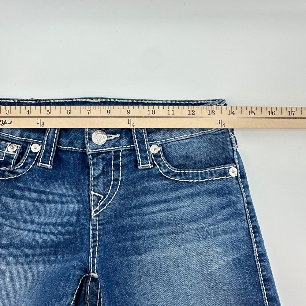 True Religion Womens Mid Cut Off‎ Denim Shorts Size 26 Frayed Hem Y2K - Picture 9 of 11